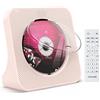 KOVCDVI Lettore CD da tavolo con altoparlanti Lettori CD Bluetooth 5.0 con Telecomando Copertura antipolvere Display Radio FM Timer Riproduzione per USB e AUX Rosa