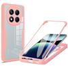 RonRun Cover per Redmi Note 14 Pro 5G, 360 Gradi Antiurto Custodia con Protezione Schermo Integrata Trasparente Rugged TPU Bumper Doppia Protettiva Cover per Redmi Note 14 Pro 5G - Rosa