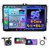 Hikity 8 Core 4+64GB Android Autoradio per VW Golf 5 Golf 6 Skoda Polo Passat Tiguan Touran Schermo Tattile 9 Pollici Carplay Android Auto Senza Fili Bluetooth Stereo Auto,GPS WiFi EQ FM RDS Radio