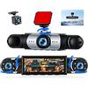 OiLiehu Dash Cam Auto 3.16 Pollici, Doppia Lens 150° con Visione Notturna - Registratore per Auto in Full HD 1080P Anteriore e Interno, Registrazione Ciclica, Parcheggio Assistito, 4 Canali