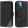 SONWO Cover per iPhone 13 Mini, Flip Caso in PU Pelle Case Cover Portafoglio Custodia per iPhone 13 Mini, [Kickstand] [Slot per Schede], Nero