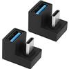 QIANRENON U Forma Angolo USB C a USB3.1 OTG Adattatore 10Gbps Type C Maschio a USB3.1 Femmina 180 Gradi Connettore,Ricarica rapida 5V/3A Trasferimento dati,per telefoni cellulari tablet laptop,2Pcs