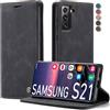 Lxisxcna Custodia a portafoglio per Samsung Galaxy S21 5G, in pelle PU, con scomparto per carte di credito, funzione leggio, per Samsung S21 5G, colore nero