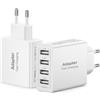 Nipow Caricatore USB 2Pack, Presa USB Multipla 4-Porte 25W/5A Caricatore Rapido Spina USB Multiplo Alimentatore USB Caricabatterie USB Cellulare Veloce per iPhone 17 16 15 14 13 12 11 X,iPad,Samsung S25 S24