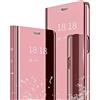 TOOBY Custodia per Samsung Galaxy S10/S10 Plus Clear View Standing Cover Mirror Flip Custodia 360 Gradi Protezione Portafoglio Elegante Flip Case Copertura (rosa, S10)