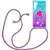 YAMCCCSE Custodia con Cordino per Samsung Galaxy A34 5G, Liquid Quicksand Cover con Collana Practical Stylish, Trasparente Silicone Glitter Liquido Antiscivolo Case per Cellulare Girocollo