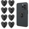 XIHIRCD 8 Pezzi Supporto per Anello per Cellulare a Forma di Cuore, Porta Ciondolo Telefono Adesivo Metallo Anello di Presa per Telefono per Telefono Cellulare Tablet Fai Da Te Accessori (Nero)