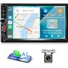 Motorsi Carplay 2 Din Autoradio Wireless Android Auto con Type-C, Bluetooth Autoradio con 7 IPS Touchscreen, Stereo auto con MirrorLink, FM, USB, AUX, USB*2 + Telecamera