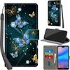 PHINIENLAND Cover per Huawei P20 Lite custodia portafoglio Farfalla | 3 scomparti carte, 1 tasca banconote, Chiusura magnetica, Supporto, Pelle PU flip cover per Huawei P20 Lite