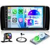 Rimoody 4G+64G 9 Android Autoradio per Mercedes Benz R Klasse W251 R280 R300 R320 R350 R63 2005-2017 con Wireless Carplay Android Auto Navi GPS Mirror Link Bluetooth WiFi/FM/RDS/EQ/SWC Telecamera Posteriore
