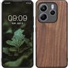 kwmobile Custodia Compatibile con Xiaomi Redmi Note 14 5G (Non 4G) Cover - Protezione in Legno per Smartphone - Back Case con Bumper in Silicone TPU - Marrone Scuro