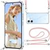 ISOI Cover Trasparente con Cordino compatibile con Oppo A5 Pro 4G/5G, Regolabile e Rimovibile Collana Tracolla Laccio Collo, Custodia per Telefono in Silicone TPU Morbido Antiurto - Rosa