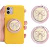 SLIAXINT 2 supporti magnetici per dita, per cellulare, con fiocco, rosa, supporto per dita, supporto per cellulare, supporto per cellulare, pieghevole, per smartphone, tablet, ufficio, viaggi