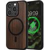 kwmobile Cover per Apple iPhone 15 PRO Cover Legno - Custodia per Smartphone con Paraurti in TPU - Compatibile con MagSafe - Marrone Scuro/Nero Legna