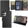 Pollachi Cover per Samsung Galaxy S25 Ultra 5G Custodia Protettiva in Pelle PU similpelle,Flip Case Pieghevole Similpelle PU con Portafoglio Porta Carte [9 Scomparti] - Nero