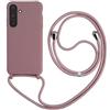 Keteen Cover per Samsung Galaxy A55 5G con Collana Custodia con Cordino TPU Corda Silicone Case Bumper Regolabile Staccabile Shock Absorption Antiscivolo Protettiva Custodia Galaxy A55 5G, Rosa