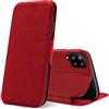 Verco Case per Samsung Galaxy A12 Custodia, Cover a Libro Pelle PU per Samsung A12 Custodia Premio Booklet Protettiva, Rosso