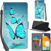 PHINIENLAND Cover per Samsung Galaxy A33 5G custodia portafoglio Turquoise | 3 scomparti carte, 1 tasca banconote, Chiusura magnetica, Supporto, Pelle PU flip cover per Samsung A33 5G