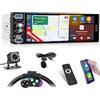 Inefala Autoradio bluetooth 1 Din con Wireless Carplay e Android Radio con Schermo da 6,5 Pollici con Bluetooth, Mirror Link, Supporta FM/RDS, EQ, USB, Type C, 2 USB