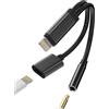 zoyuzan Adattatore da Lightning a Jack da 3,5 mm (2 in 1) Accessori per caricabatterie per Apple per iPhone 14 13 12 11 Pro MAX per iPad Air AUX Auricolari per auto Dongle Cavo AUX Adattatore di ricarica per