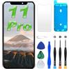 DIGI4U Schermo LCD per iPhone 11 Pro, ricambio schermo Retina 3D Touch True Tone da 5,8 pollici, per iPhone 11 Pro, con adesivo per telaio, pellicola protettiva e kit di strumenti di riparazione