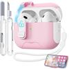 TNSNK Compatibile con AirPods Pro 2nd/1st (2023/2022/2019), design di blocco di sicurezza, custodia protettiva per Air Pods Pro 2 Case (supporto per telefono integrato), per Apple Airpods Pro 2 Case