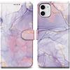 Cadorabo Custodia compatibile con Apple iPhone 11 - Design Rosa Viola Marmo No. 5 - Coperchio protettiva con chiusura magnetica, funzione stand e tasca per le carte