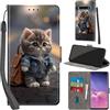 Haninsuze Cover per Samsung Galaxy S10 Plus Custodia Cover Pelle Libro Portafoglio con Porta Carte Magnetica Protezione Antiurto Cuoio Flip Case Custodia Cover per Samsung S10 Plus, Gatto
