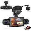 Inefala Full HD 1080P Dash Cam con Quattro Videocamera per Auto 4 Canali 360°, 3'' Schermo con 64GB di Memoria e 8 IR Visione Notturna, Registratore di Viaggio con G-Sensor e Monitoraggio Parcheggio
