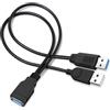 Pennle USB 3.0 A Femmina a Doppio USB 3.0 A Maschio+USB 2.0 A Maschio Extra Power Ricarica e Trasferimento Dati Doppio USB Y Splitter Cavo cavo adattatore per computer e telefoni cellulari (35cm/12Pollici)