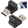 Wafuesh Adattatore USB 3.1 90° Angolo Maschio a Femmina L, Connettore USB A3.1 Retto Angolo per Trasferimento Dati 10Gbps, Ricarica 3A, Compatibile con OTG, 2 Pezzi (Curva Positiva/Femmina Down)