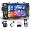 Rimoody 8 Core 4G+64G Android Autoradio per Ford Focus II mk2 Mondeo S-Max C-Max Galaxy 7 Pollici Autoradio Wireless Carplay Android Auto GPS WiFi Mirror Link Bluetooth FM/RDS/DSP EQ/SWC Telecamera Posteriore