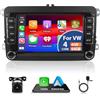 Motorsi [4+64G] Autoradio per VW Altea/Toledo/Leon/Altea XL con Carplay Wireless, Audio Bluetooth Touchscreen con Navigazione GPS/Collegamento a Specchio/WiFi/EQ/RDS/Hi-Fi/USB +Telecamera di Backup