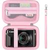 Supmay Custodia rigida per Canon PowerShot G7X Mark III/Mark II/ SX740 HS/SX730 HS, Sony ZV-1F/RX100, Ricoh GR III, Compatto 4K Vlogging piccole fotocamere con tasca mesh per la batteria, Rosa