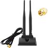 Vecys Antenna WiFi 2.4G / 5G / 5.8G Amplificatore di Segnale Omnidirezionale MIMO a Doppia Frequenza Base Magnetica 6 dBi Adattatore RP-SMA 1,2m 3,9ft per Rete PCIE Router Scheda WLAN Antenna