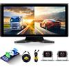 Hodozzy Telecamera Posteriore Monitor Kit 2 Telecamere Wireless Carplay Android Auto, 10,36 Pollici HD IPS Touch Screen Autoradio Portatile Schermo Auto con Bluetooth Registrazione Video FM AUX USB