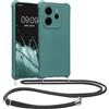kwmobile Custodia Compatibile con Xiaomi Redmi Note 14 4G (Non 5G) Cover - Back Case in Silicone TPU - Protezione Smartphone con Cordino - petrolio