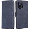 RankOne Cover per OPPO Find X5 (6.55 Inches), Custodia Flip Pelle Portafoglio, Magnetica Libro Bumper Cover Case - Blu