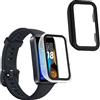 kwmobile 2x Custodia Rigida Smartwatch Compatibile con Huawei Band 9 / Band 8 Cover - Case Vetro Temperato Orologio Fitness - trasparente/nero