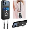 IMIRST Cover per iPhone 17 Pro Max con Cordino [360° Girevole Supporto][ Slot per schede] Morbido TPU Silicone morbido Antiurto AntiGraffio Case compatibile con Apple iPhone 17 Pro Max, YBG Nero