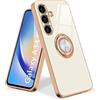 Urarssa Cover Compatibile con Samsung Galaxy A34 5G Custodia Ultra Sottile Morbida TPU Silicone Custodia con 360° Regolabile Anello Magnetica Supporto Ring Cover per Samsung Galaxy A34 5G Bianco