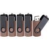 A Plus 5 Chiavette USB 3.0 in Legno di Noce con Metallo Nero - Alta Velocità, Clip Girevole 360°, Design Professionale per Ufficio e Regali (16, GB)