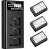 ENEGON NP-FW50 - Batteria 3 x 1300 mAh e 3 alloggiamenti, per Sony Alpha A6000 A6300 A6400 A6500 ZV-E10 7RM2 A7SM2 A7M2 A7 II A7R II A7S II A5000 A5100 A30 00 RX1 0 II III IV NEX-3/5/6/7 NEX-F3