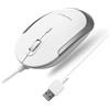 Macally Silent mouse USB-C con cavo per Apple Mac & Windows PC laptop/desktop computer | Slim & Compact con disegni e sensore ottico e interruttore, piccolo per facile viaggio (bianco)