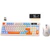 ZIYOU LANG×FREEWOLF T96 Set Tastiera Mouse e Gioco Wireless, BT/2.4GHz Dual-Mode, Display e Manopola Intelligenti, Retroilluminazione Arcobaleno, Tastiera QWERTY Ricaricabile e Mouse PC - Mirtillo