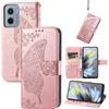 JIUNINE Cover a Libro in Pelle per Motorola Moto E15 / Moto G05, Oro rosa