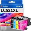 Hookink LC521 Compatibile per Brother LC521 LC521XL per Brother DCP-J1360DW | DCP-J1260W J1310DW J1313DW J1460DW (4-Pack)