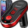Retoo Trasmettitore FM Bluetooth per Auto, Radio Adattatori, Porte USB 2.1A Doppie, Display LCD, Caricabatteria per Auto, Accendisigari Auto, Telecomando Incluso, Nero-Rosso