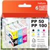 Nalifystic PP100 PP50 PJIC1 PJIC2 PJIC3 PJIC4 PJIC5 PJIC6 - Cartuccia d'inchiostro compatibile con stampanti PP-100N11 PP-50BD PP-50II PP-100II PP100III (6 pezzi)