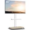 AOKCOS Supporto TV mobile su ruote con base in legno e ripiano per TV da 32 a 65 pollici, supporto da pavimento per TV da pavimento regolabile in altezza, inclinabile, fino a 40 kg max. VESA 400 x 400